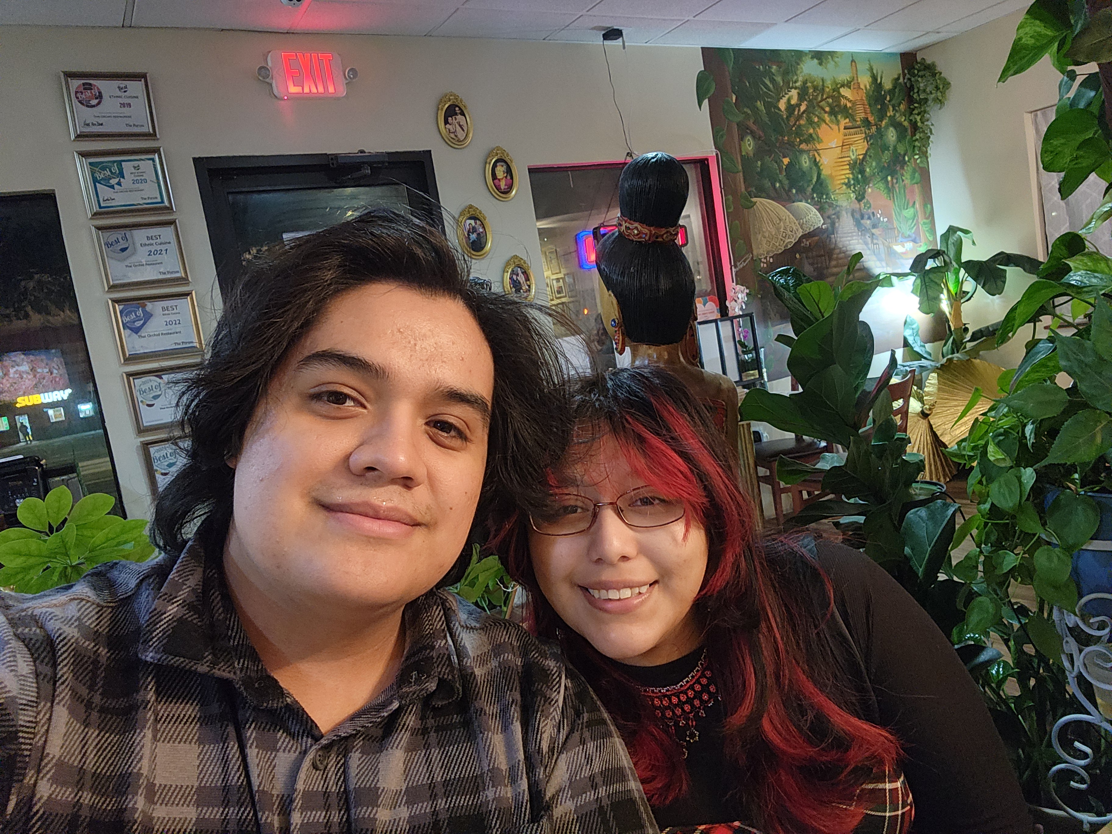 Couples picture of Judah and Cynthia looking up at the camera.